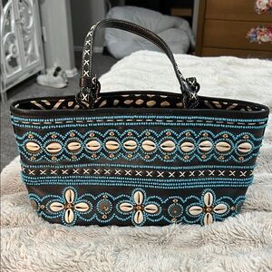 Isabella Fiore Beaded Black and Blue Mini Bag